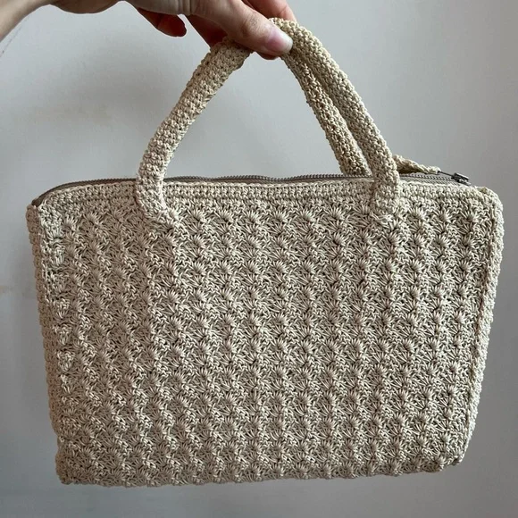 Vintage 60s Unbranded Crochet Knit Small Bag and Pouch - Picture 2 of 10